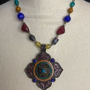 Vintage women’s brass and beaded necklace